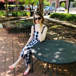 Gingham Jumpsuit Tie Waist